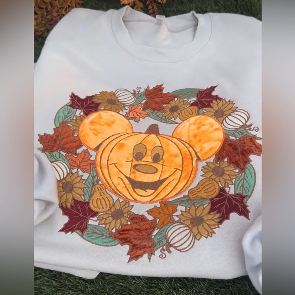 Pumpkin Mickey Embroidered crewneck